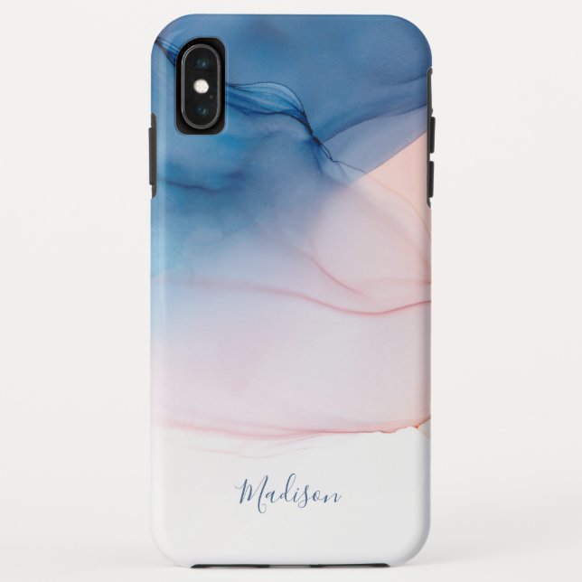 Modern Abstract Ink Wash with Name Case-Mate iPhone Case (Back)