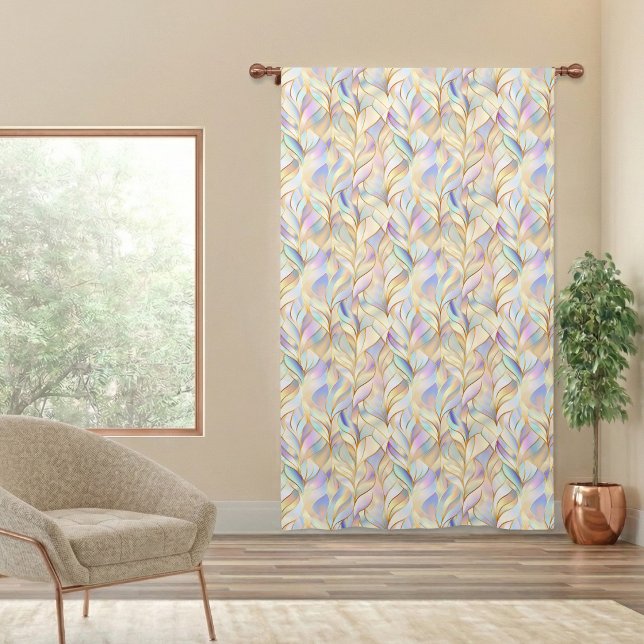 Modern Abstract Iridescent Curtain (elegant glam iridescent abstract pastel pink lavender blue gold curtain)