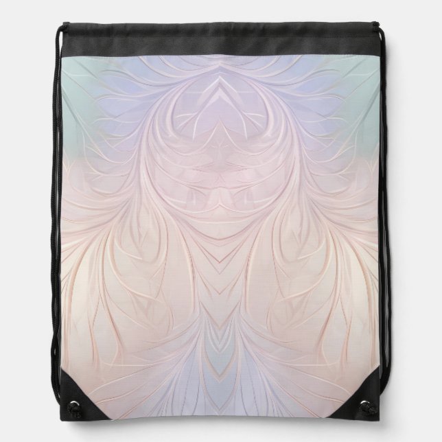 Modern Abstract Iridescent Drawstring Backpack (Front)