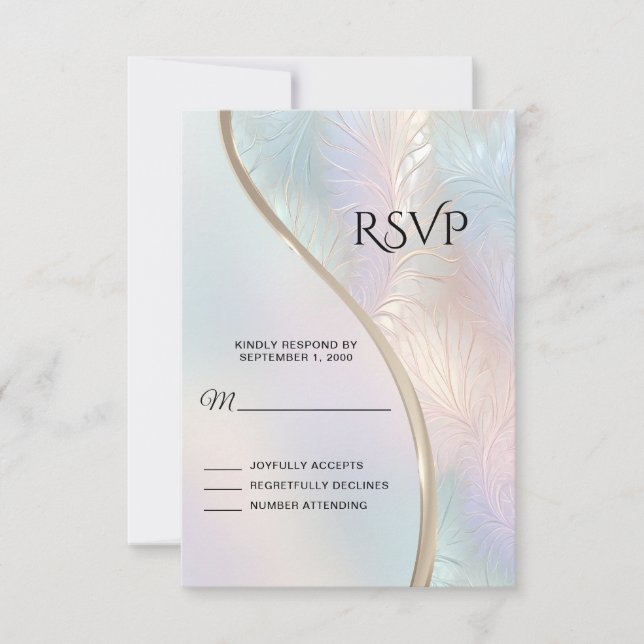 Modern Abstract Iridescent RSVP Card (Front)