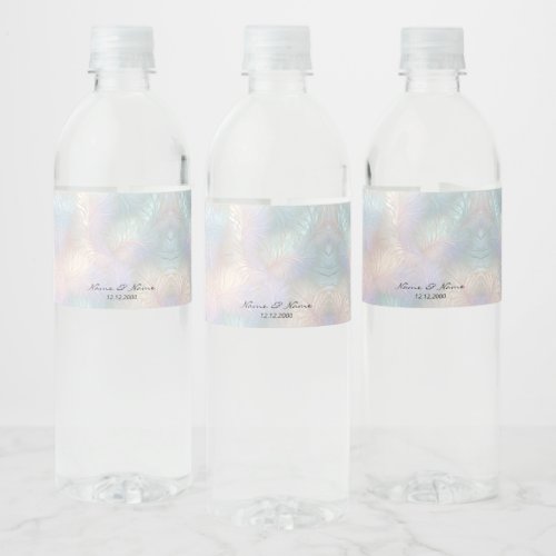 Modern Abstract Iridescent Water Bottle Label