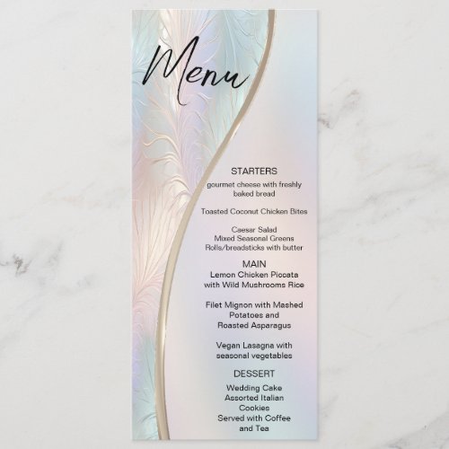 Modern Abstract Iridescent Wedding Menu