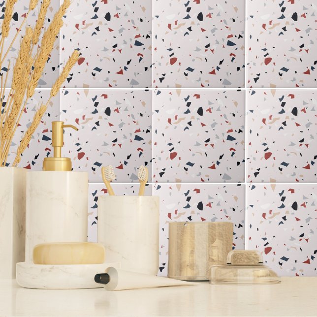 Modern Abstract Italian Terrazzo Seamless Pattern Ceramic Tile (In situ Bathroom)