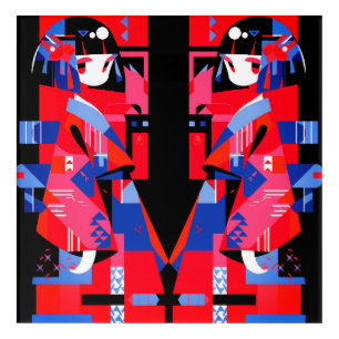 Modern Abstract Japanese Girl – Geometric Kimono Acrylic Print