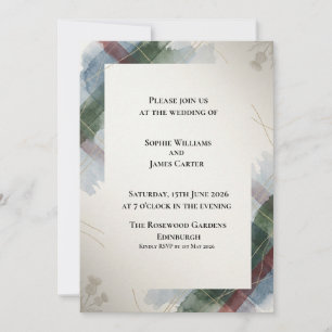 Modern Abstract Jewel Tone Scottish Wedding Invitation