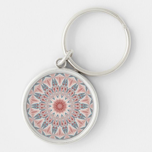 Modern Abstract Kaleidoscope Mandala Fractal Art Keychain (Front)
