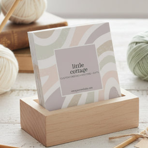 Modern Abstract Knitting Crochet Yarn Handmade  Square Business Card
