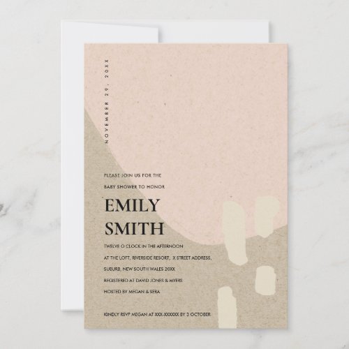 MODERN ABSTRACT KRAFT BLUSH BABY SHOWER INVITE