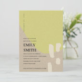MODERN ABSTRACT KRAFT GREEN BABY SHOWER INVITE (Standing Front)