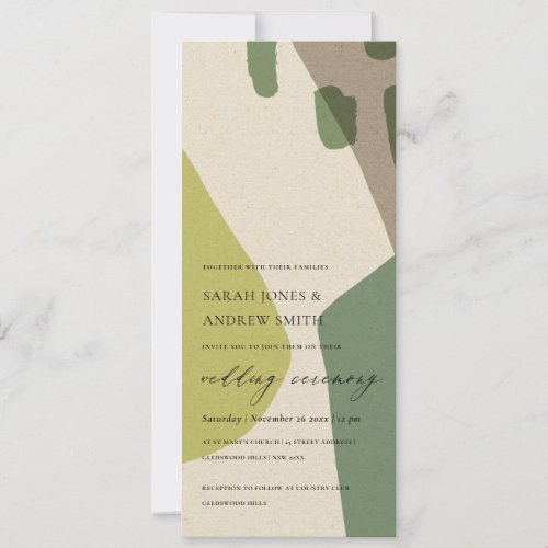 MODERN ABSTRACT KRAFT LIME GREEN ARTISTIC WEDDING INVITATION