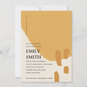 MODERN ABSTRACT KRAFT ORANGE BABY SHOWER INVITE