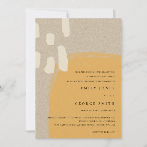 MODERN ABSTRACT KRAFT ORANGE RUST WEDDING INVITE