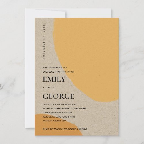 MODERN ABSTRACT KRAFT ORNGE RUST ENGAGEMENT INVITE