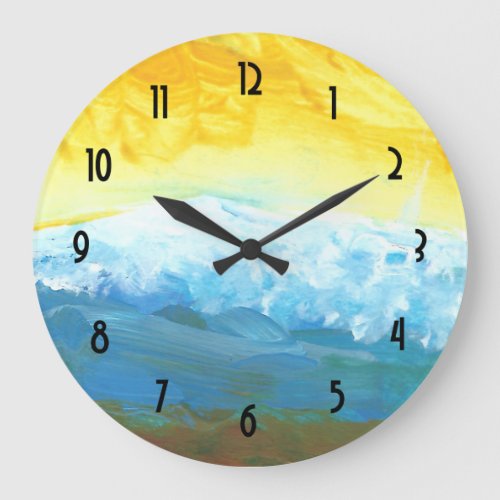 Modern Abstract Landcape Painting Large Clock