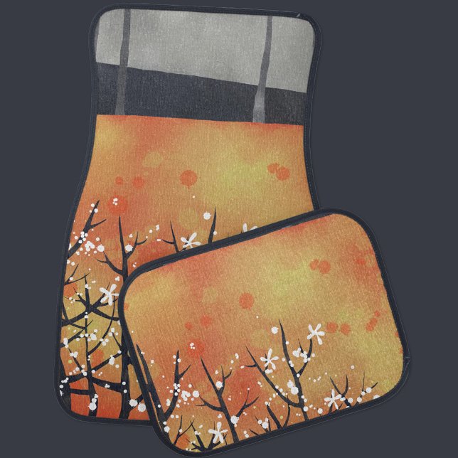 Modern Abstract Landscape Burnt Orange Car Floor Mat (Modern abstract landscape unique art car mats)