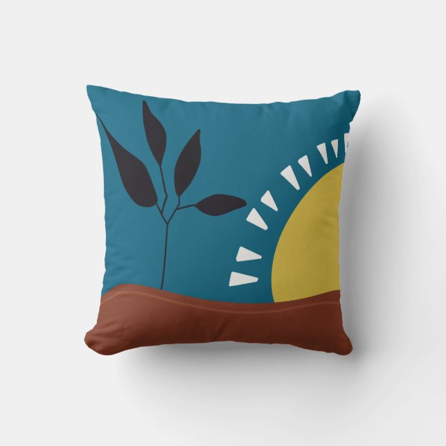 Modern abstract landscape sun minimalist  throw pillow (Front)
