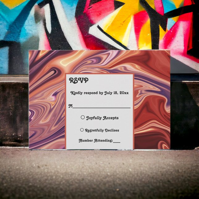 Modern Abstract Lava Oil Painting Minimal Wedding RSVP Card (Creator Uploaded)
