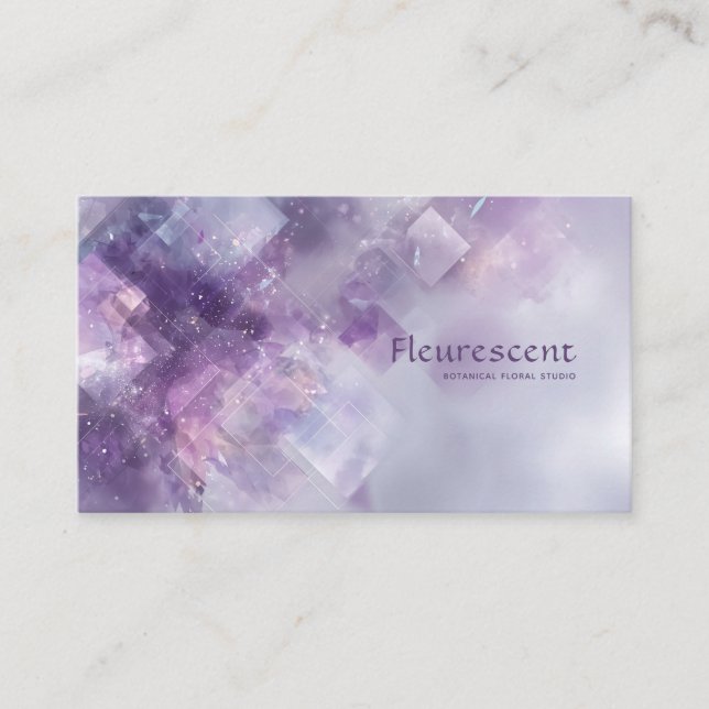 Modern Abstract Lavender Crystalline Geometric Business Card (Front)