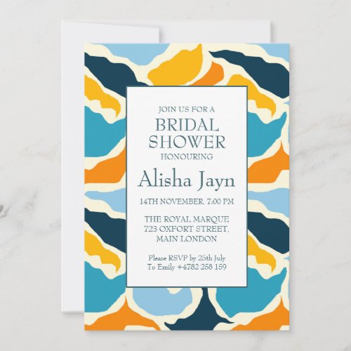 Modern Abstract Leaves Bridal Shower Invitation