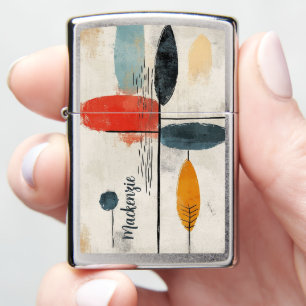 Modern Abstract Leaves Name Personalized Zippo Lighter