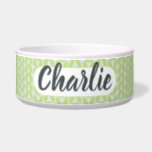 Modern Abstract Leaves Pattern Monogram Bowl<br><div class="desc">This pet bowl features a modern leaves pattern in blue and green. Simply add your pet's name to the bowl via the customize it button in the menu! Exclusively designed for you by Happy Dolphin Studio.</div>