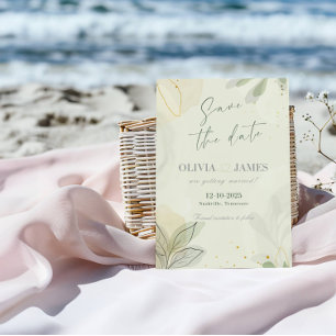 Modern Abstract Leaves Save the Date Wedding Card