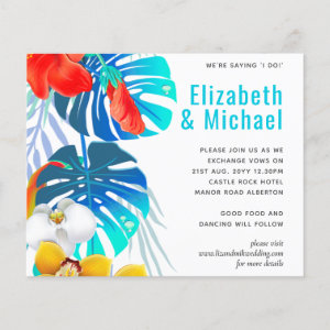 Modern Abstract Leaves Tropical Wedding Invite