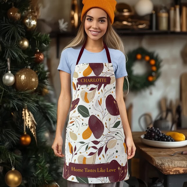 Modern Abstract Leaves with Personalized Name  Apron (Creator Uploaded)