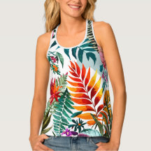 Modern Abstract Leavesa Design Tank Top