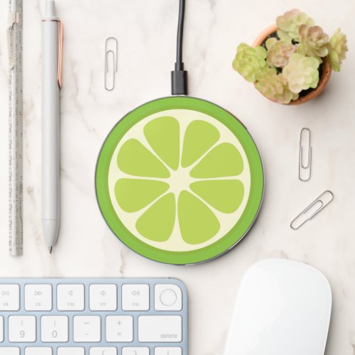 Modern Abstract Lemon Lime Slice Wireless Charger