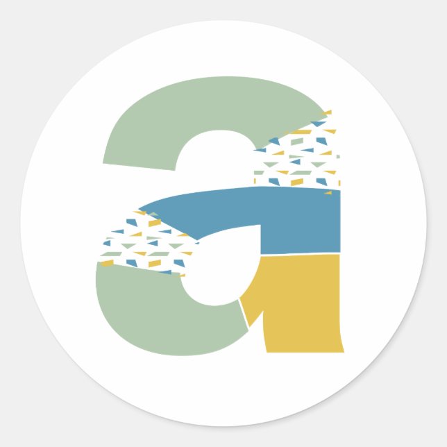 Modern Abstract Letter A Monogram Personalized Classic Round Sticker (Front)