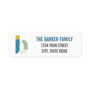 Modern Abstract Letter B Monogram Initial Address Label