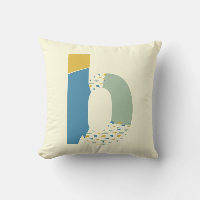 Modern Abstract Letter B Monogram Initial Throw Pillow (Front)