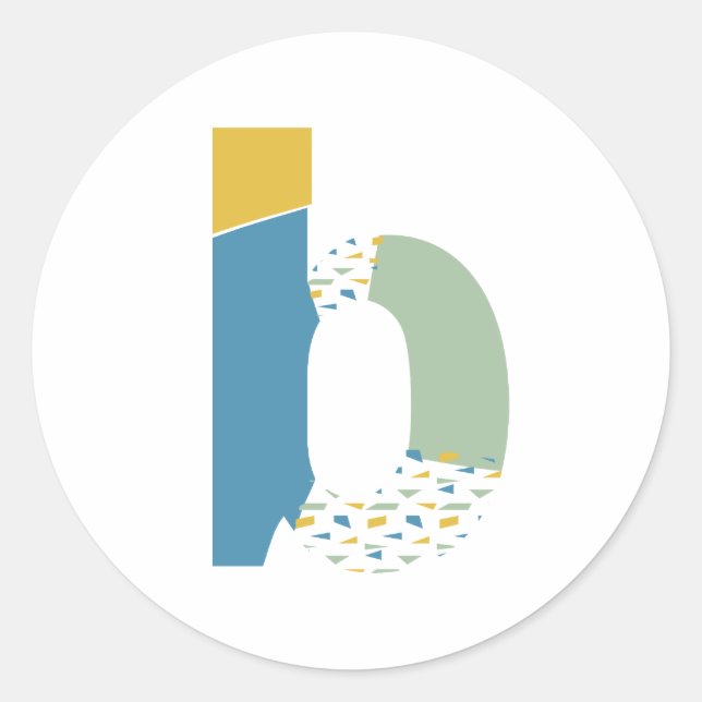 Modern Abstract Letter B Monogram Personalized Classic Round Sticker (Front)