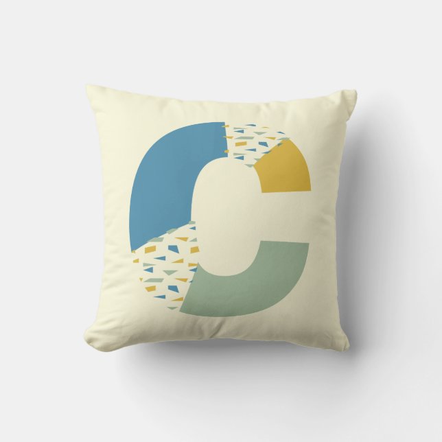 Modern Abstract Letter C Monogram Initial Throw Pillow (Front)