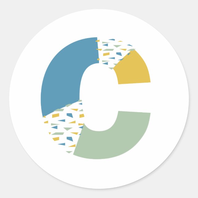 Modern Abstract Letter C Monogram Personalized Classic Round Sticker (Front)