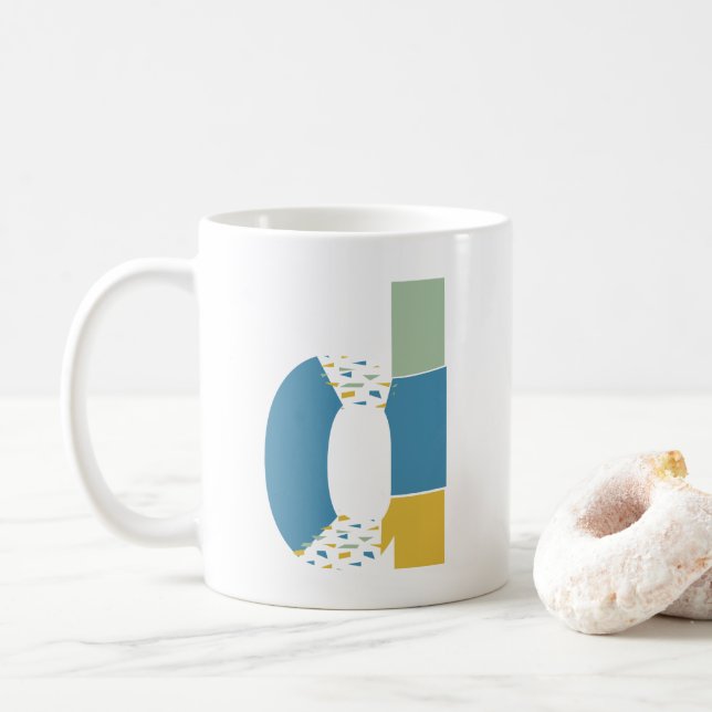 Modern Abstract Letter D Monogram Initial Coffee Mug (With Donut)