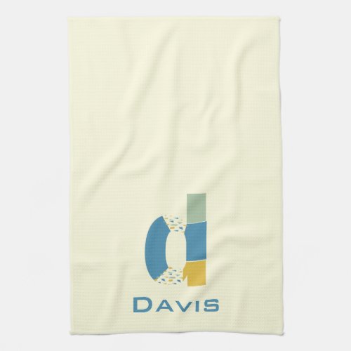 Modern Abstract Letter D Monogram Initial Kitchen Towel