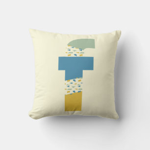 Modern Abstract Letter F Monogram Initial Throw Pillow