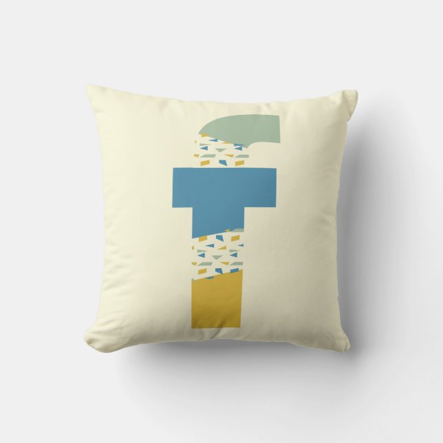 Modern Abstract Letter F Monogram Initial Throw Pillow (Front)