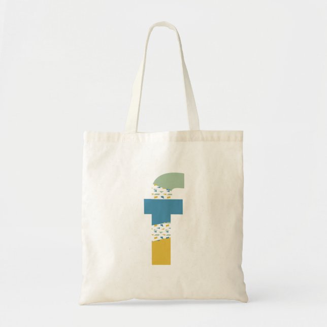 Modern Abstract Letter F Monogram Initial Tote Bag (Front)
