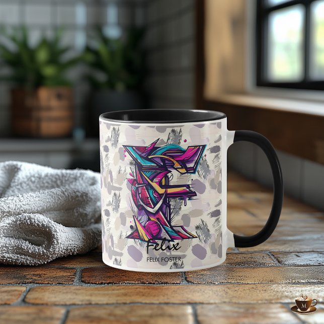 Modern abstract letter F with geometric forms Mug (Creator Uploaded)