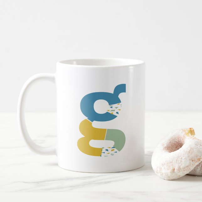 Modern Abstract Letter G Monogram Initial Coffee Mug (With Donut)