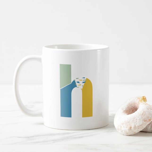 Modern Abstract Letter H Monogram Initial Coffee Mug (With Donut)