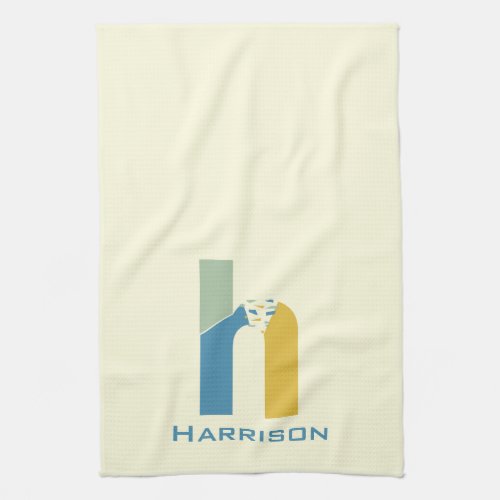 Modern Abstract Letter H Monogram Initial Kitchen Towel