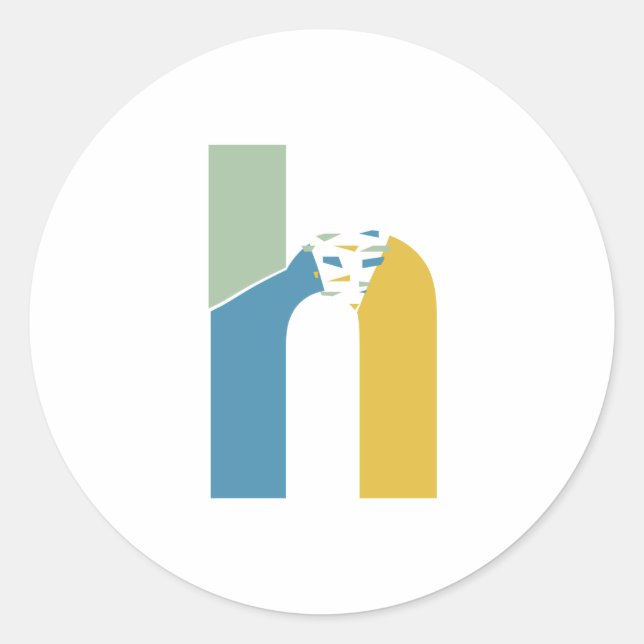 Modern Abstract Letter H Monogram Personalized Classic Round Sticker (Front)