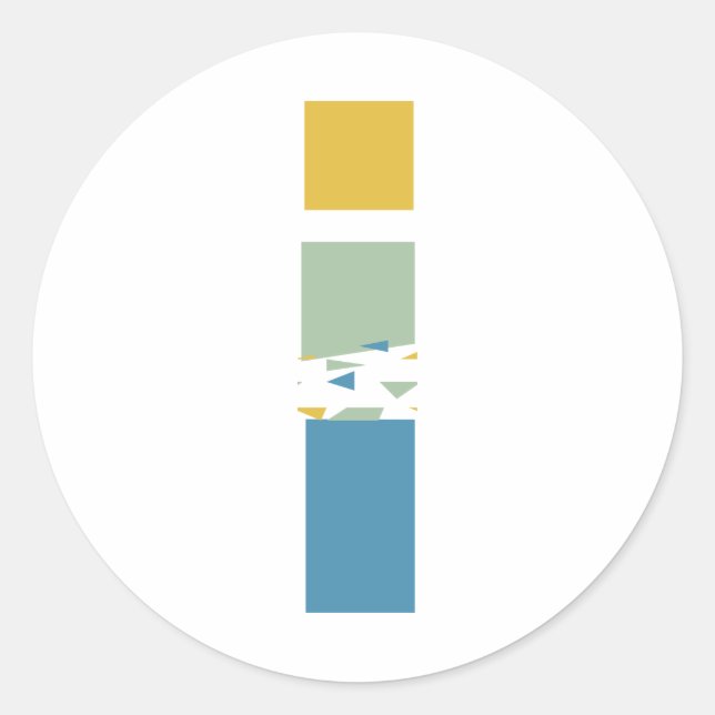 Modern Abstract Letter I Monogram Personalized Classic Round Sticker (Front)