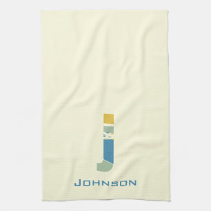 Modern Abstract Letter J Monogram Initial Kitchen Towel