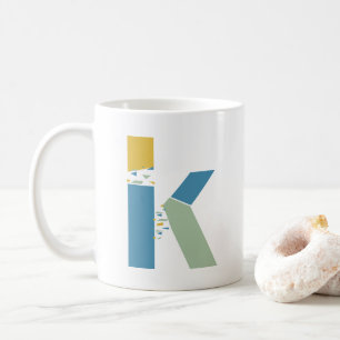 Modern Abstract Letter K Monogram Initial Coffee Mug