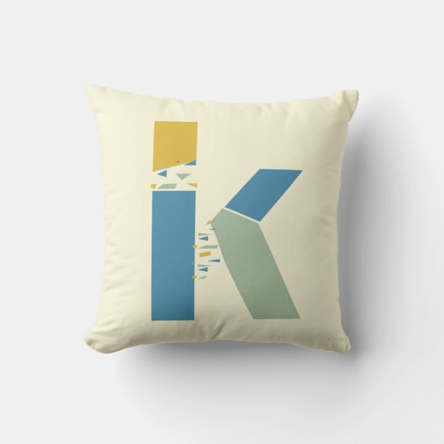 Modern Abstract Letter K Monogram Initial Throw Pillow (Front)